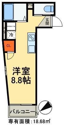 GLANZ 町屋II(ワンルーム/1階)の間取り写真