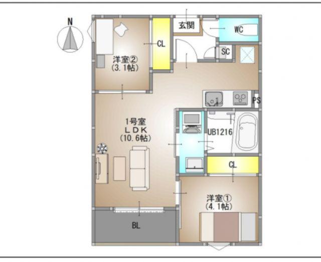 REGALEST F 下伊福 REGALEST 下伊福6(2LDK/1階)の間取り写真