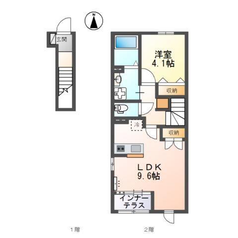 KORO SHINE網干(1LDK/2階)の間取り写真