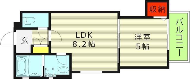 クリエオーレ茨田大宮(1LDK/2階)の間取り写真