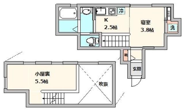 ルポルテ(1K/2階)の間取り写真