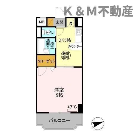 YRレジデンス(1DK/5階)の間取り写真