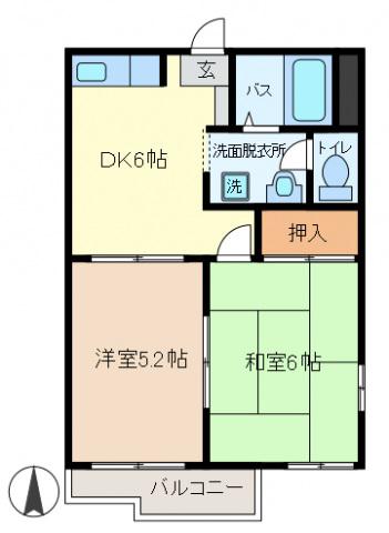 オレンジハウス3(2DK/2階)の間取り写真