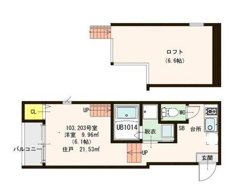 STAGE苗代町(1K/2階)の間取り写真