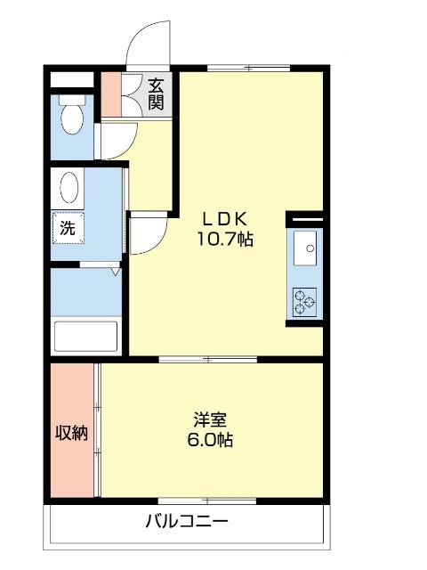 シャルマンフジ砂山(1LDK/1階)の間取り写真