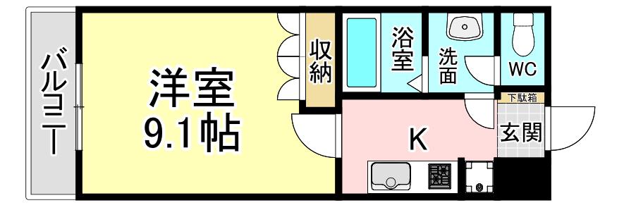 アムールハイツおおば(1K/2階)の間取り写真