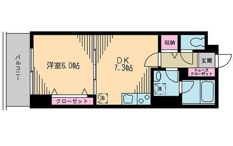 クレドラテース白河(1DK/5階)の間取り写真