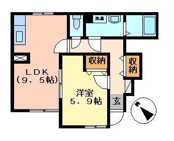 クラッセ表原(1LDK/1階)の間取り写真