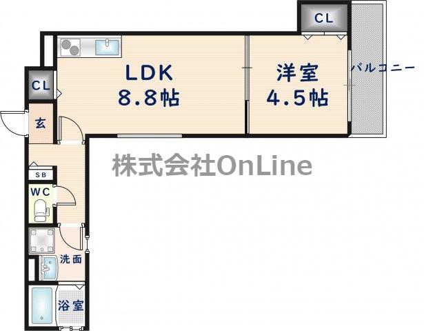 セレニティ若江東町(1LDK/2階)の間取り写真