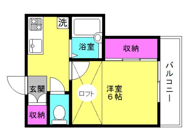 フェリオ野添(1K/2階)の間取り写真