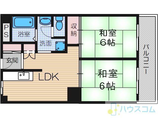 パークハイツミシマ(2DK/1階)の間取り写真