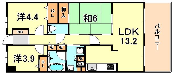 ライオンズプラザ神戸(3LDK/6階)の間取り写真