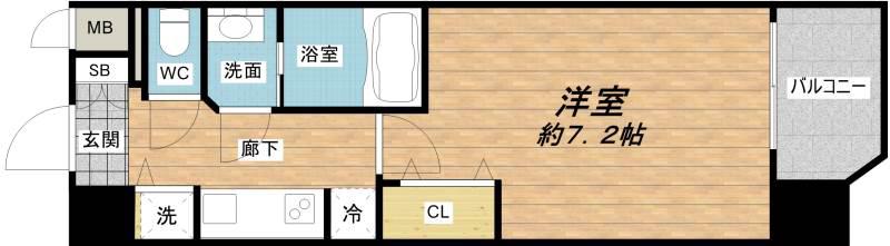 アドバンス大阪城グラシア(1K/2階)の間取り写真