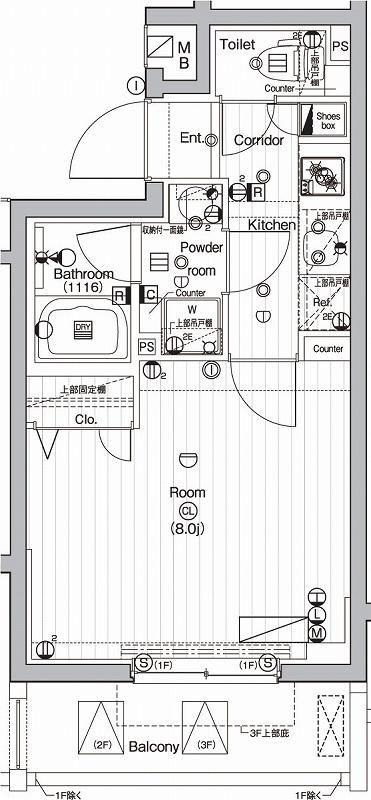 プレミアムキューブ下北沢(1K/1階)の間取り写真