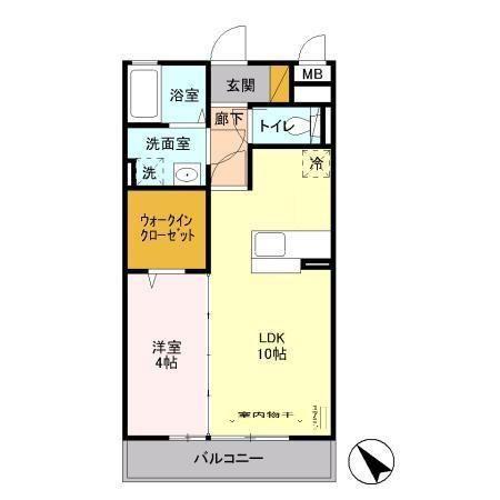 ソレイユI(1LDK/3階)の間取り写真