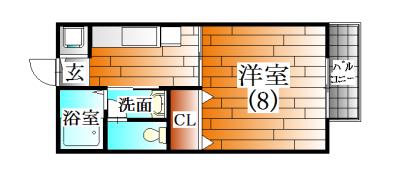 アステ広野(1K/2階)の間取り写真