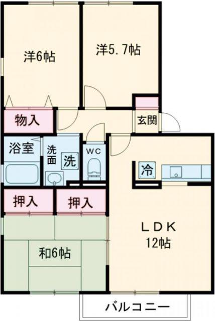 フレマリールASOUC棟(3LDK/2階)の間取り写真