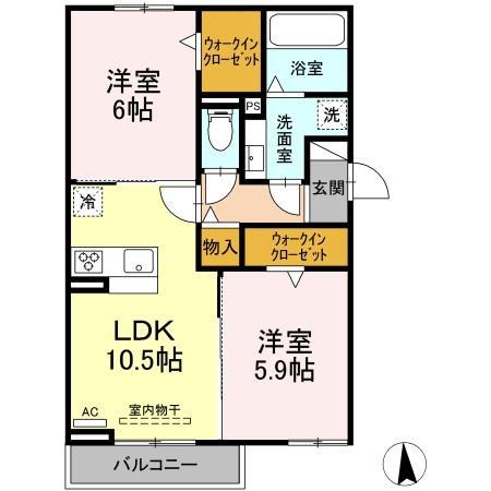 クレストカメリア(2LDK/2階)の間取り写真