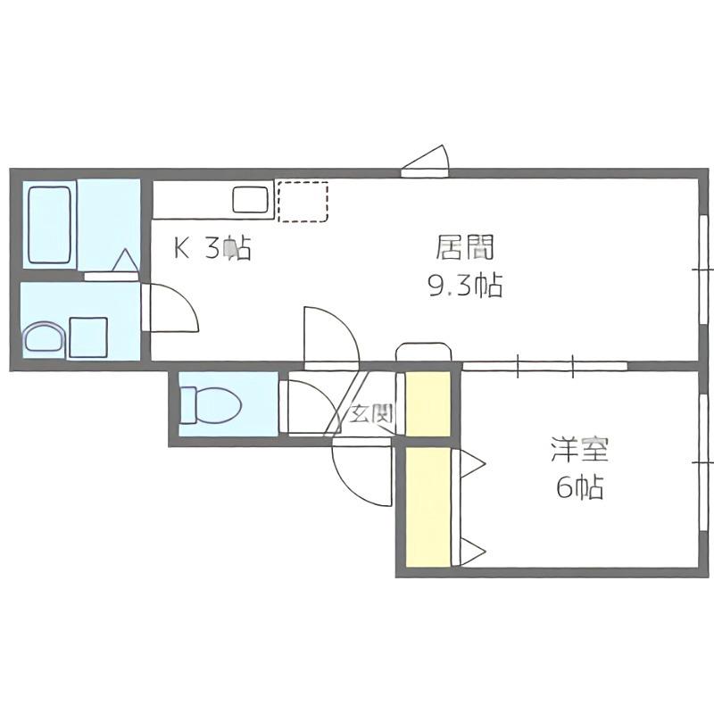 創成川北2ビル(1LDK/2階)の間取り写真