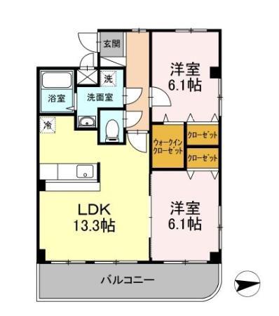 サンモールスクエア(2LDK/1階)の間取り写真
