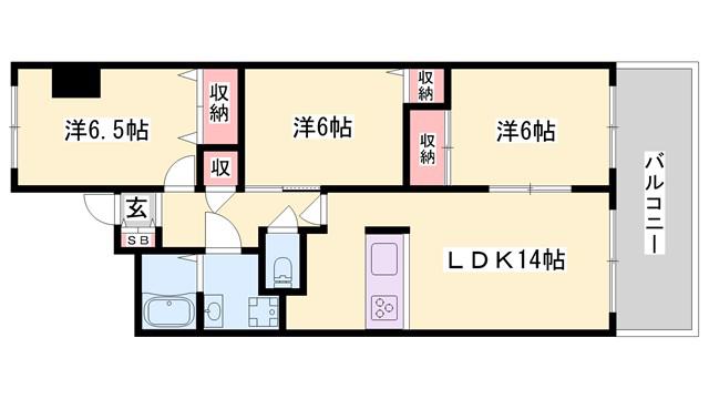ハーモニー三幸I(3LDK/4階)の間取り写真