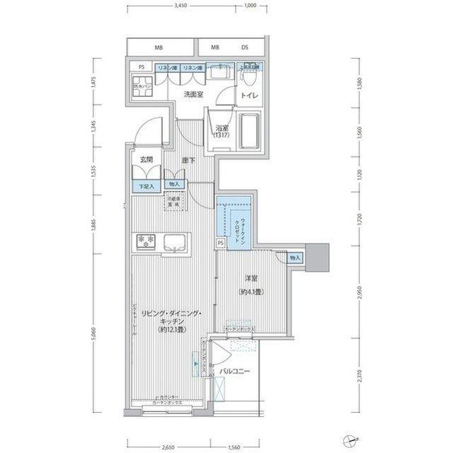 RODIA日本橋茅場町(1LDK/8階)の間取り写真
