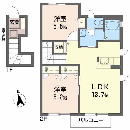 サニーサイドテラス将監(2LDK/2階)の間取り写真