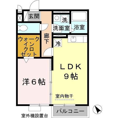 セジュール南堅田(1LDK/2階)の間取り写真