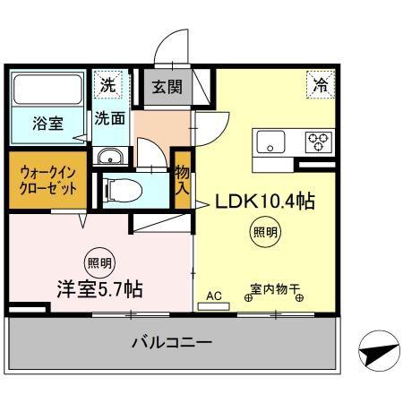 ELEGANT PALACE横代北(1LDK/2階)の間取り写真