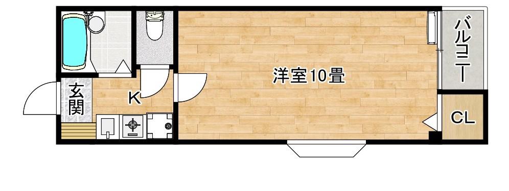はるか三恵(1K/2階)の間取り写真