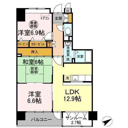 ソレイユ華(3SLDK/4階)の間取り写真
