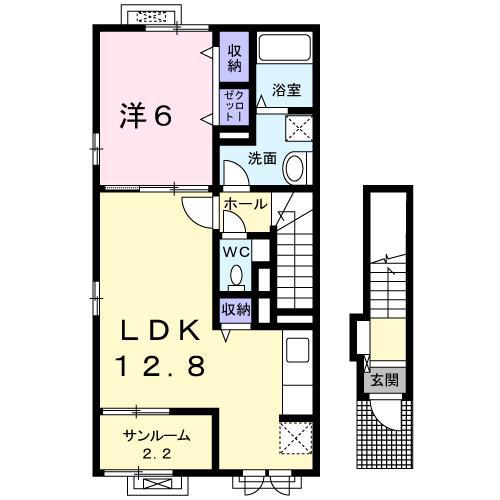 コッティあざみ(1LDK/2階)の間取り写真