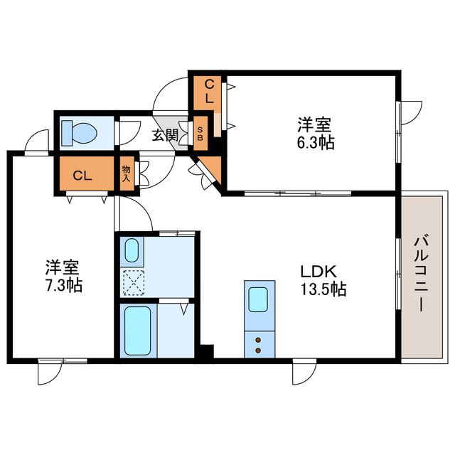 CUORETK クォーレTK(2LDK/3階)の間取り写真