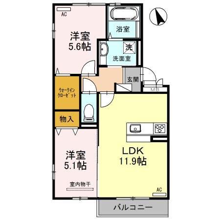 シャルマン(2LDK/3階)の間取り写真