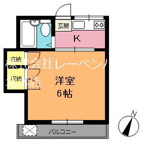 BCASA鴻巣REーBORN(1K/2階)の間取り写真