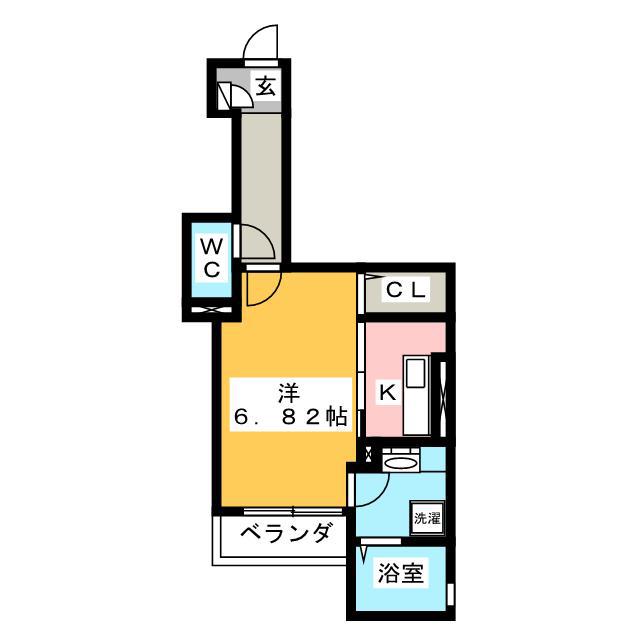 GRAND CHARIOT(1K/2階)の間取り写真