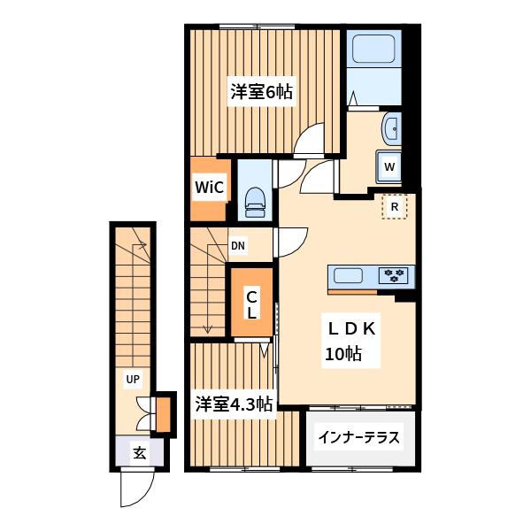 グリーンビレッジⅦ(2LDK/2階)の間取り写真