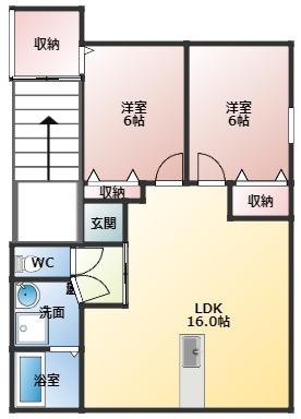 伸幸ビル(2LDK/2階)の間取り写真