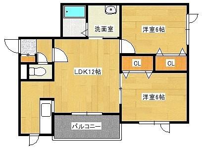 レインボーハウスたかおVIII(2LDK/1階)の間取り写真