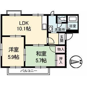 ももさきA(2LDK/1階)の間取り写真