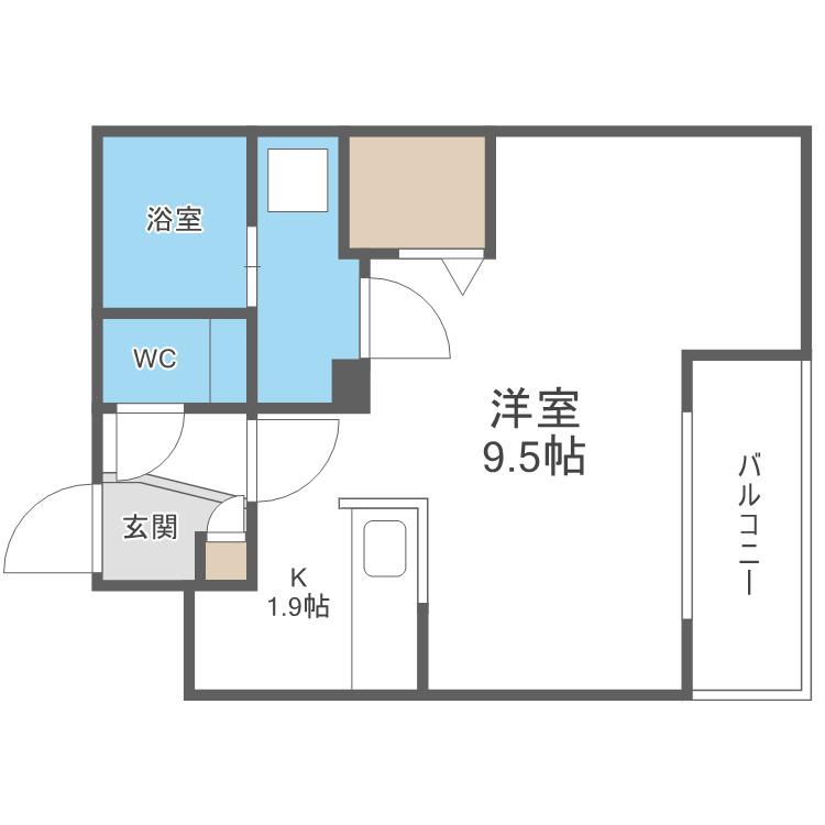 STRAHL澄川(ワンルーム/2階)の間取り写真