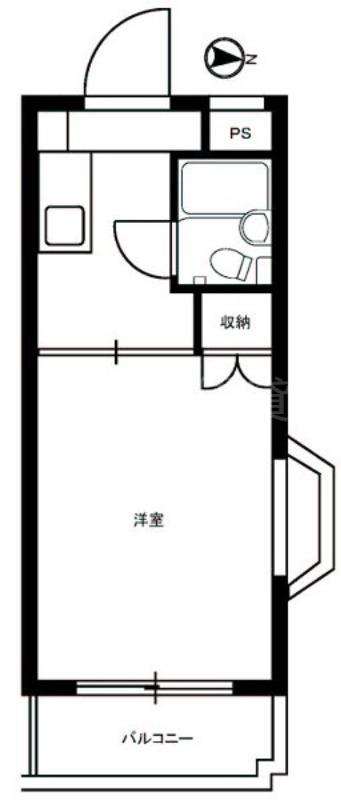 ハイタウン川崎(1K/2階)の間取り写真
