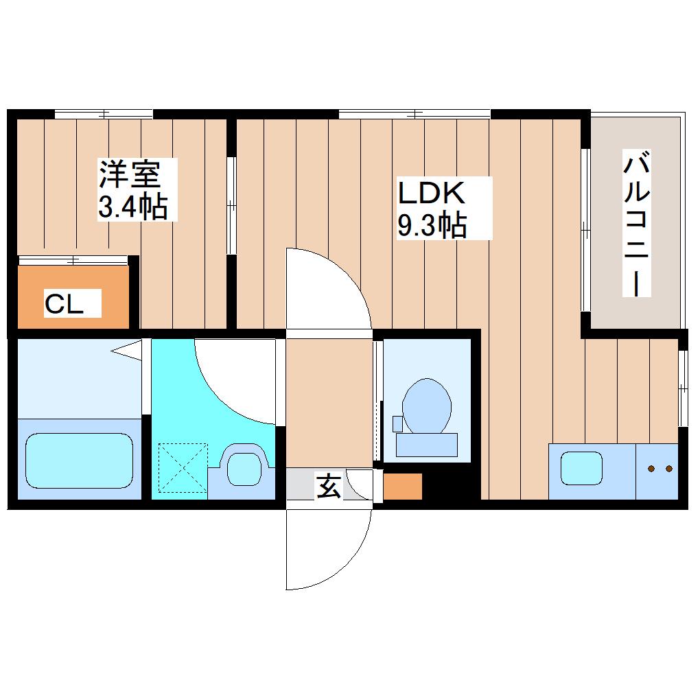 ソーサリー原町(1LDK/1階)の間取り写真