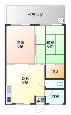 ノインプラッツI(2DK/2階)の間取り写真