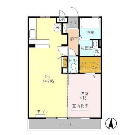 グランシャリオD(1LDK/3階)の間取り写真