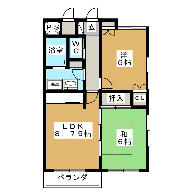 パシィフィックII(2LDK/3階)の間取り写真