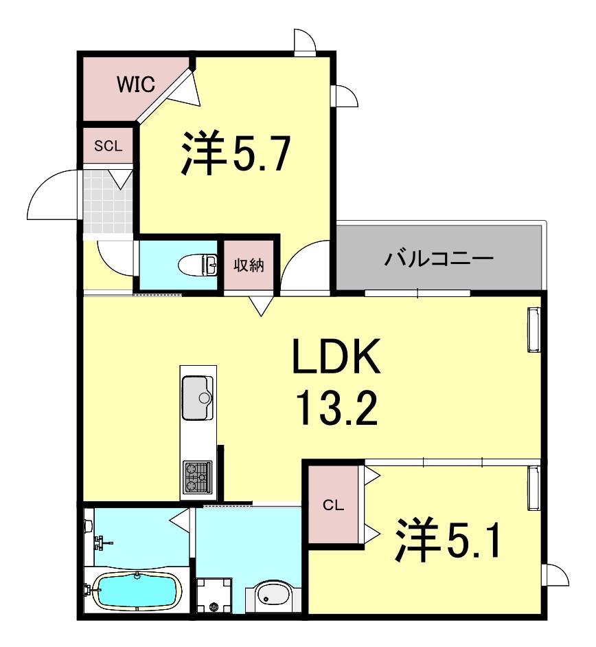 パル須磨公園(2LDK/3階)の間取り写真