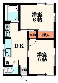 ハイコーポ和名ヶ谷B棟(2DK/2階)の間取り写真