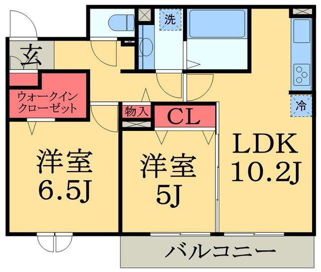 レイワンA(2LDK/1階)の間取り写真