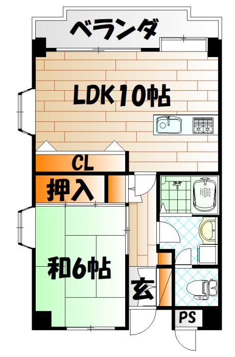 藤本ビルNO.7(1LDK/6階)の間取り写真